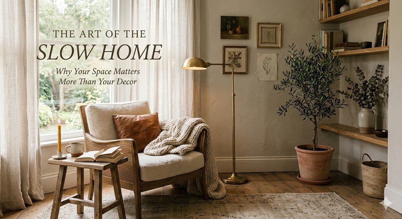 Discover how to transform your house into a sanctuary using the 'Slow Home' philosophy. Focus on texture, lighting, and low-friction living to create a space that feels like you.